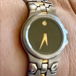 Movado Delphino Black two tone watch